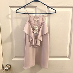 NWT WAYF Lace Up Ruffle Cami in Purple Moss Size L